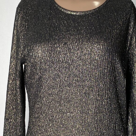 NEW MICHAEL KORS Metallic Crinkle Jacquard Mini Dress – Black/Gold – Size M - Picture 9 of 12